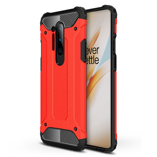 Military Defender Tough Shockproof Case for OnePlus 8 Pro - Red