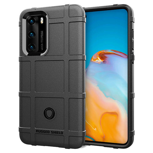 Anti-Shock Grid Texture Tough Case for Huawei P40 - Black