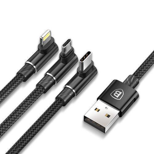 Baseus MVP (3-in-1) 90 Degree USB Type-C / Lightning / Micro Charging Cable (1.2m)
