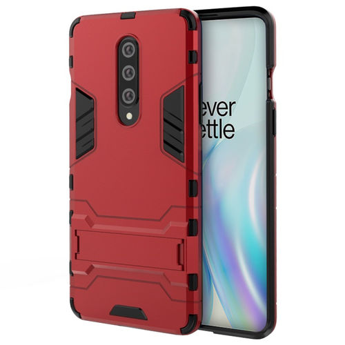 Slim Armour Tough Shockproof Case & Stand for OnePlus 8 - Red