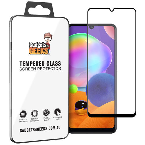 Full Coverage Tempered Glass Screen Protector for Samsung Galaxy A31 - Black