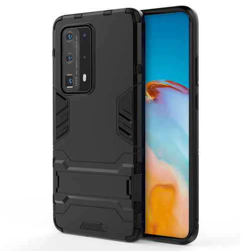 Slim Armour Tough Shockproof Case & Stand for Huawei P40 - Black