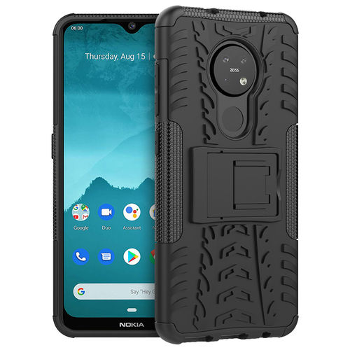 Dual Layer Rugged Shockproof Case & Stand for Nokia 7.2 / 6.2 - Black