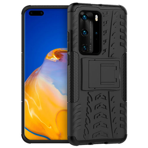 Dual Layer Rugged Tough Shockproof Case for Huawei P40 Pro - Black