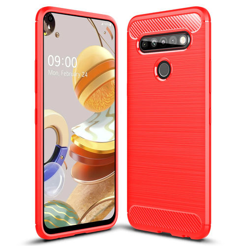 Flexi Slim Carbon Fibre Case for LG K61 - Brushed Red