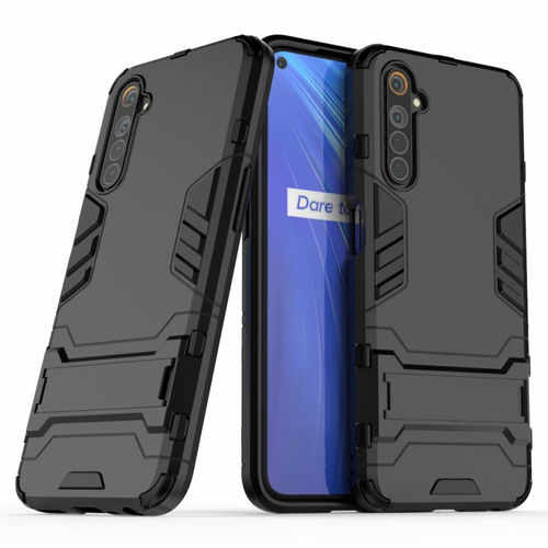 Slim Armour Tough Shockproof Case & Stand for realme 6 - Black