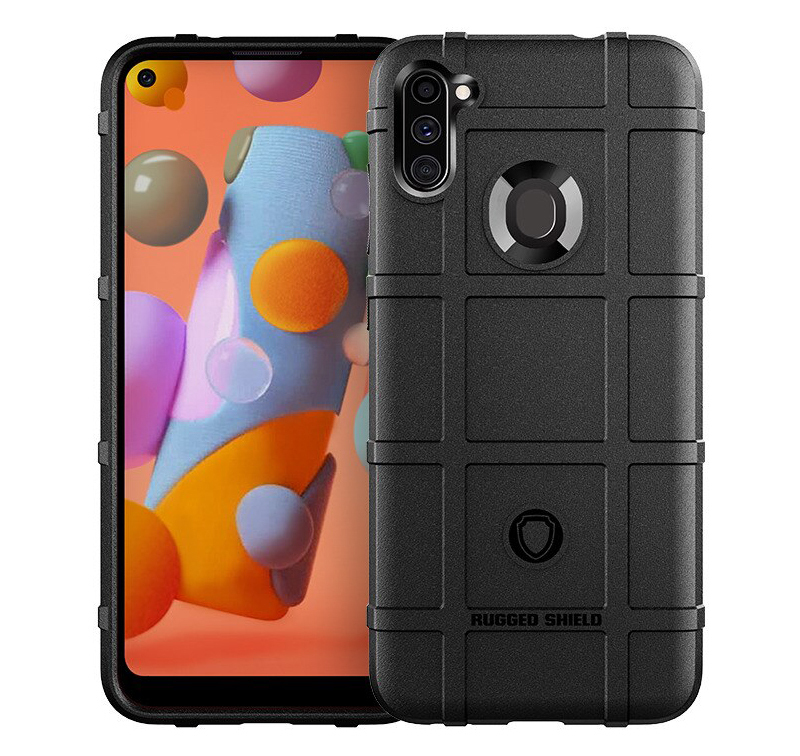 Anti-Shock Grid Texture Tough Case for Samsung Galaxy A11 - Black