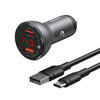 Baseus Display (45W) QC3.0 Dual USB Car Charger / Type-C Cable for Phone / Tablet