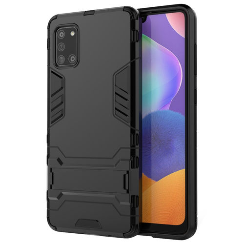 Slim Armour Tough Shockproof Case & Stand for Samsung Galaxy A31 - Black