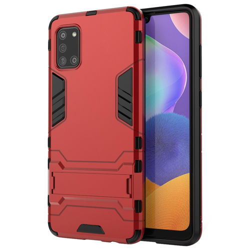 Slim Armour Tough Shockproof Case & Stand for Samsung Galaxy A31 - Red