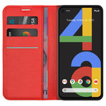 Leather Wallet Case & Card Holder Pouch for Google Pixel 4a - Red
