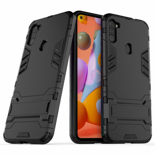 Slim Armour Tough Shockproof Case & Stand for Samsung Galaxy A11 - Black