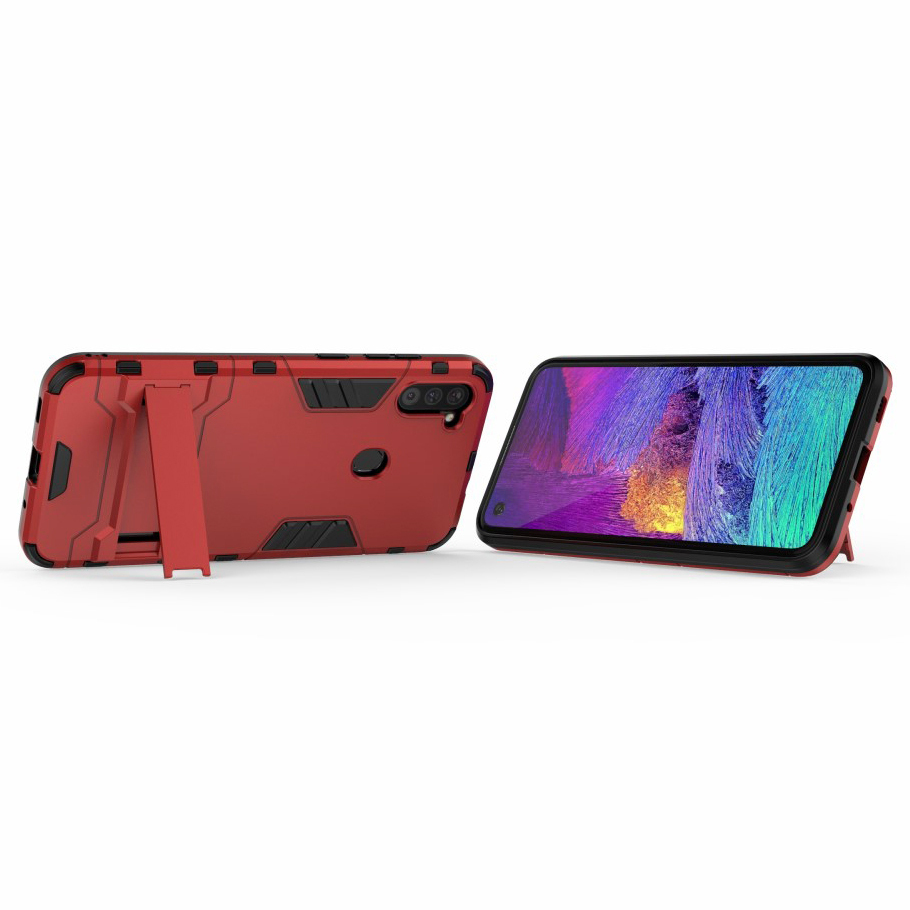 Slim Armour Tough Shockproof Case & Stand for Samsung Galaxy A11 - Red