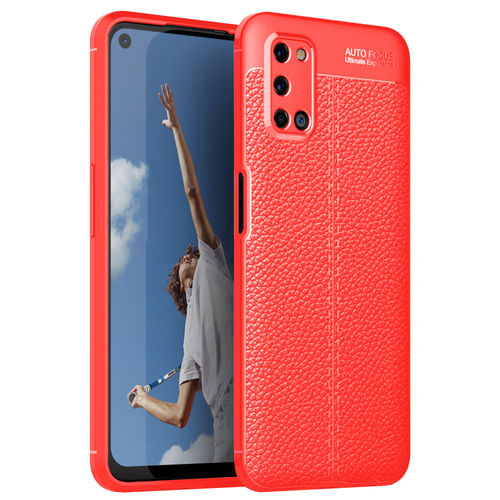 Flexi Slim Litchi Texture Case for Oppo A52 / A72 - Red Stitch