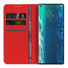 Leather Wallet Case & Card Holder Pouch for Motorola Edge - Red