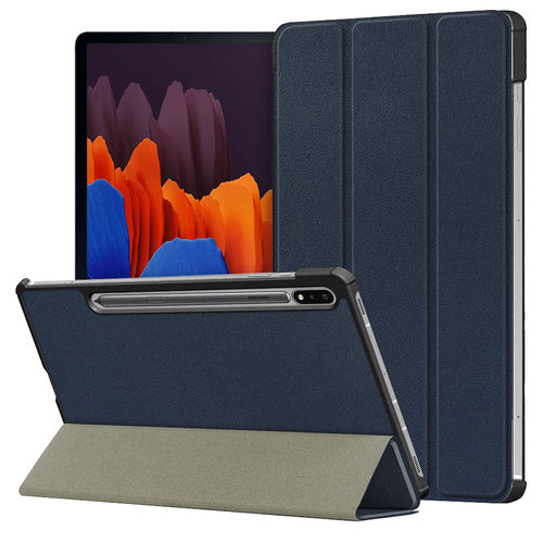 Trifold (Sleep/Wake) Smart Case & Stand for Samsung Galaxy Tab S7+ / S7 FE / S8+ (Dark Blue)
