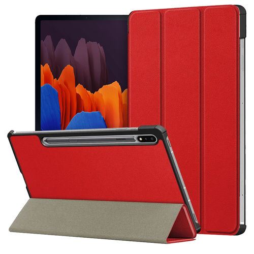 Trifold (Sleep/Wake) Smart Case & Stand for Samsung Galaxy Tab S7+ / S7 FE / S8+ (Red)