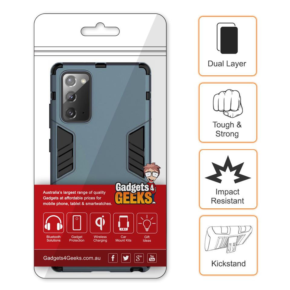 Slim Armour Tough Shockproof Case & Stand for Samsung Galaxy Note 20 - Blue
