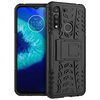 Dual Layer Rugged Shockproof Case & Stand for Motorola Moto G8 Power Lite - Black