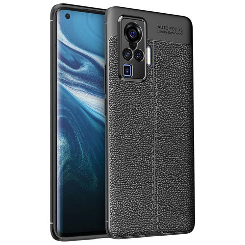 Flexi Slim Litchi Texture Case for Vivo X50 Pro - Black Stitch