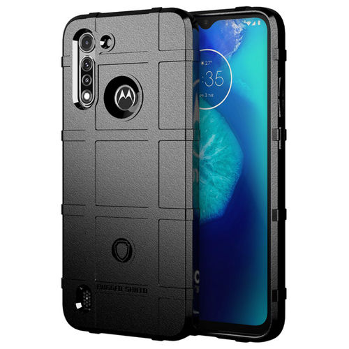 Anti-Shock Grid Texture Tough Case for Motorola Moto G8 Power Lite - Black