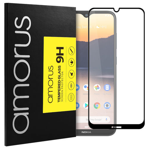 Amorus Full Coverage Tempered Glass Screen Protector for Nokia 2.3 - Black