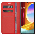 Leather Wallet Case & Card Holder Pouch for LG Velvet 5G - Red