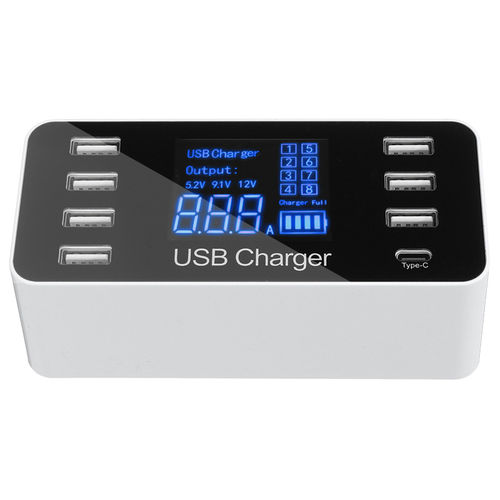A9 40W (8-Port) USB Type-C Fast Charging Station / Power Display for Phone / Tablet