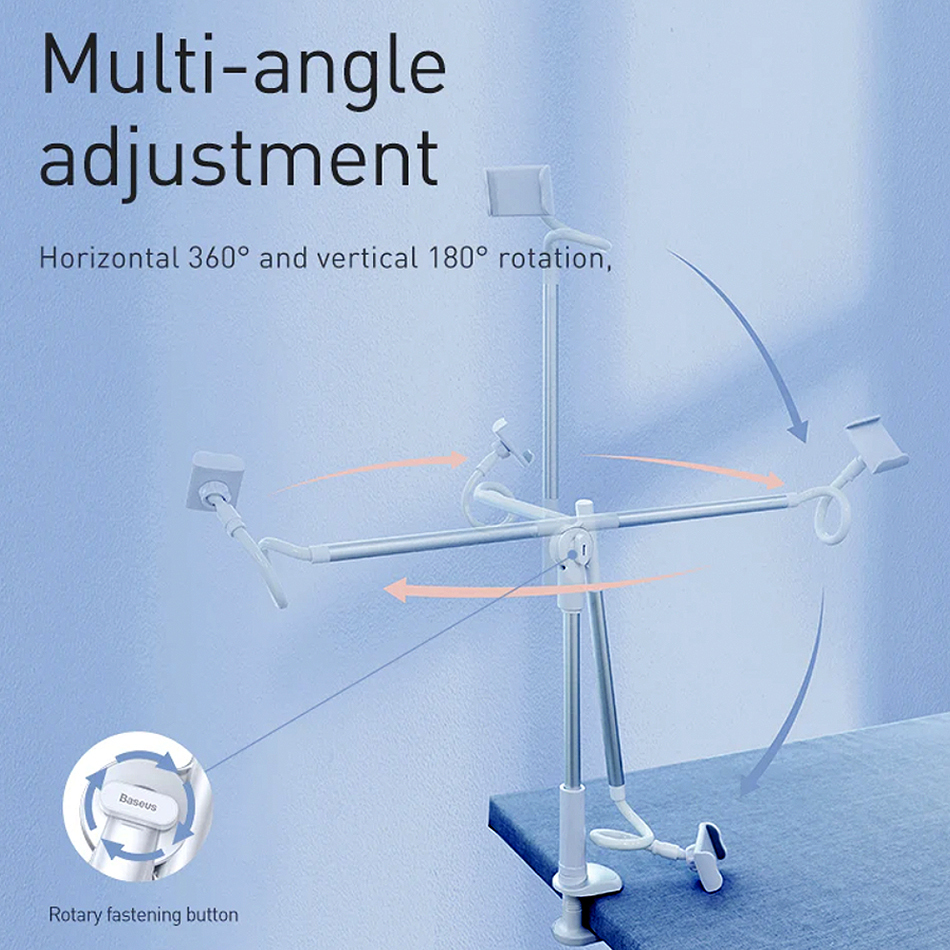 Baseus 360 Aluminium Long Lazy Arm Holder / Bedside Mount / Desk Stand for Mobile Phone