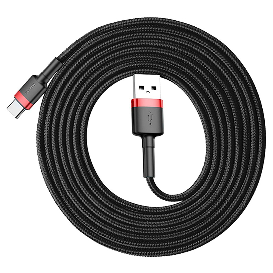 Baseus Cafule (2A) Nylon USB Type-C Fast Charging Cable (2m) - Black