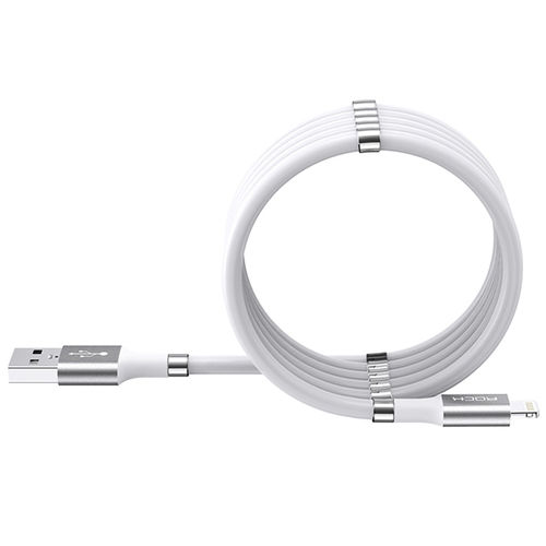 Rock Silicone USB Lightning Magnetic Self-Winding Cable (0.9m) for iPhone / iPad
