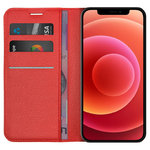 Leather Wallet Case & Card Holder Pouch for Apple iPhone 12 / 12 Pro - Red