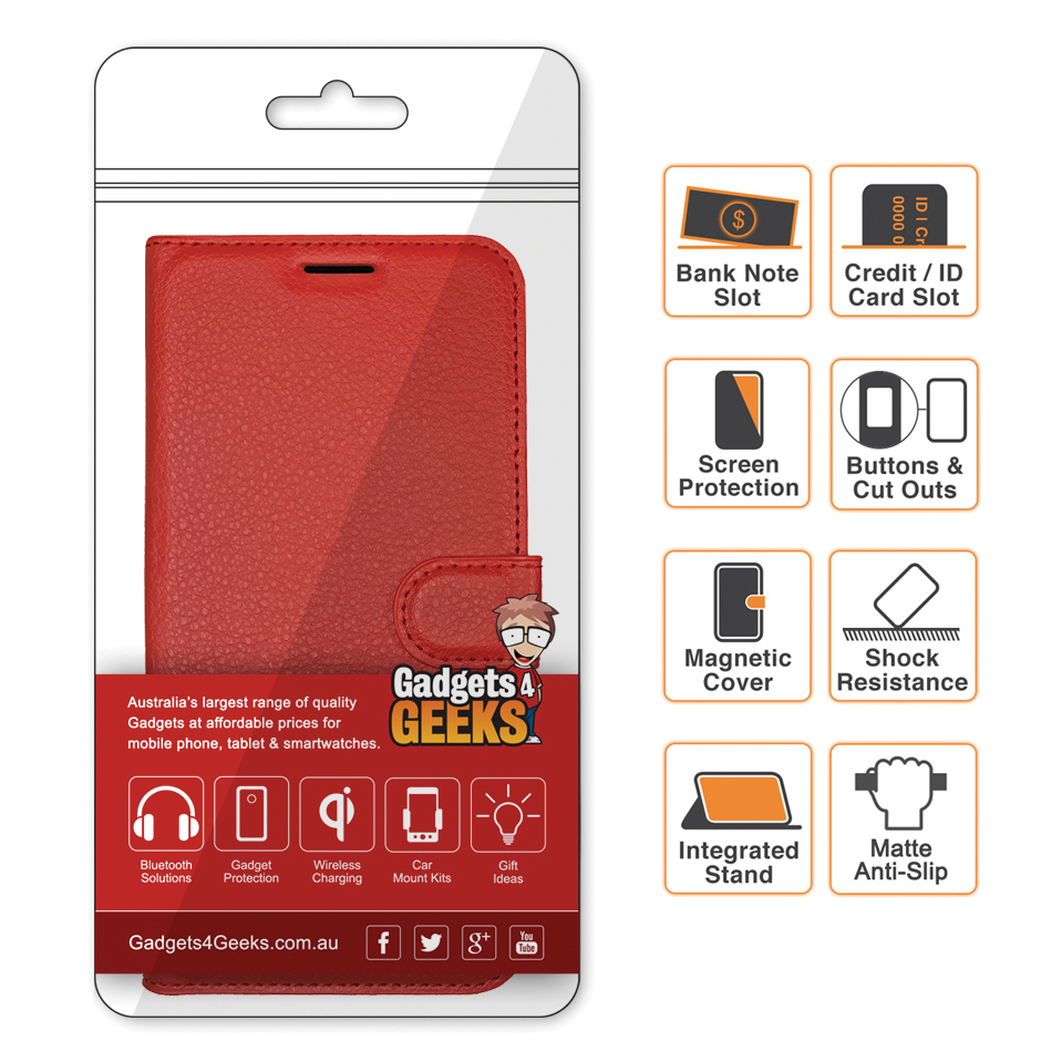 Leather Wallet Case for Apple iPhone 12 Pro Max (Red)