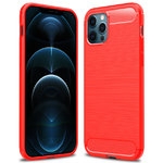 Flexi Slim Carbon Fibre Case for Apple iPhone 12 Pro Max - Brushed Red