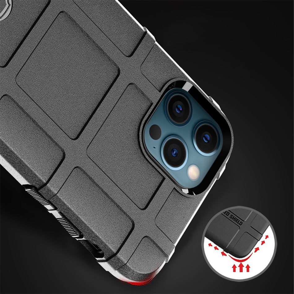 Anti-Shock Grid Texture Shockproof Case for Apple iPhone 12 Pro Max - Black