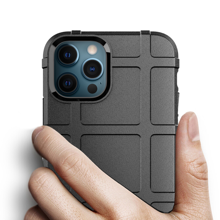 Anti-Shock Grid Texture Shockproof Case for Apple iPhone 12 Pro Max - Black