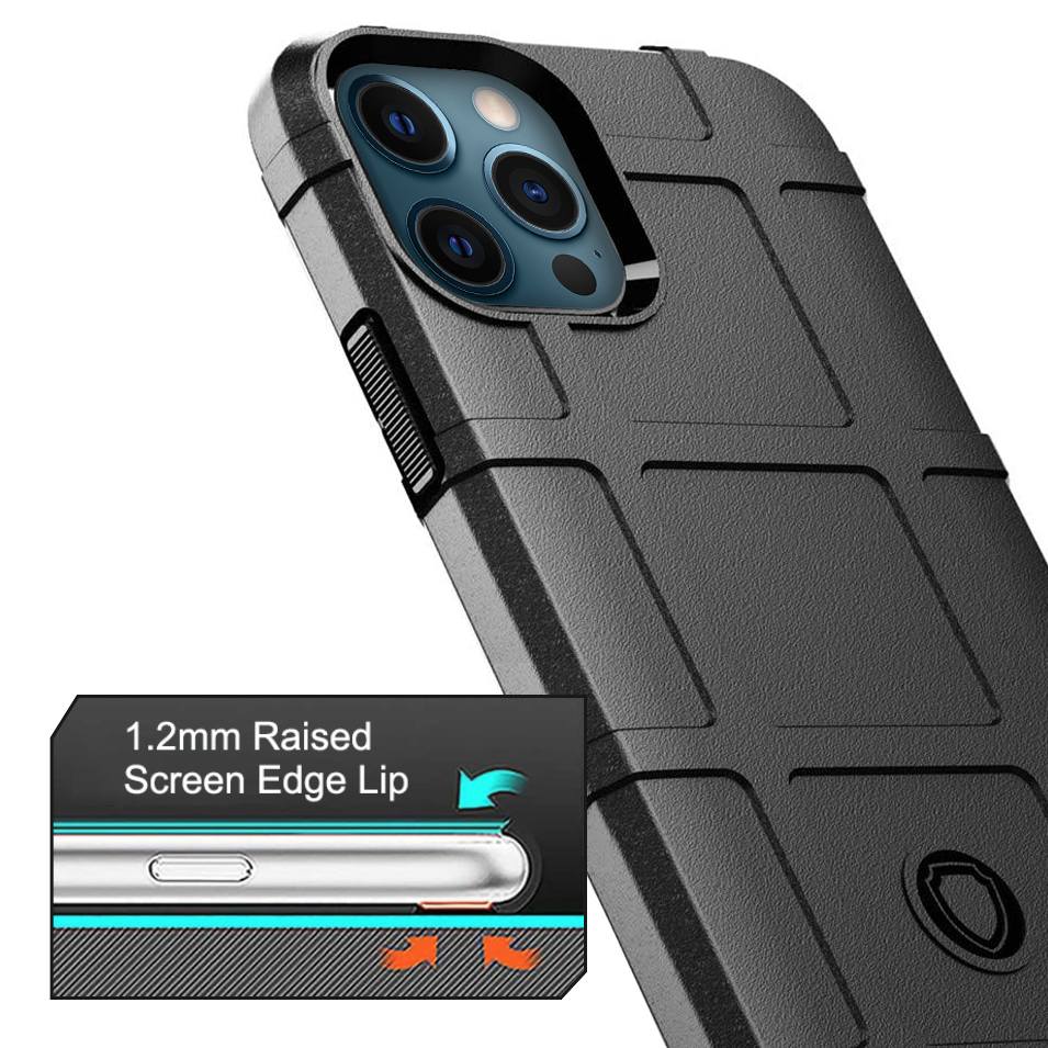 Anti-Shock Grid Texture Shockproof Case for Apple iPhone 12 Pro Max - Black