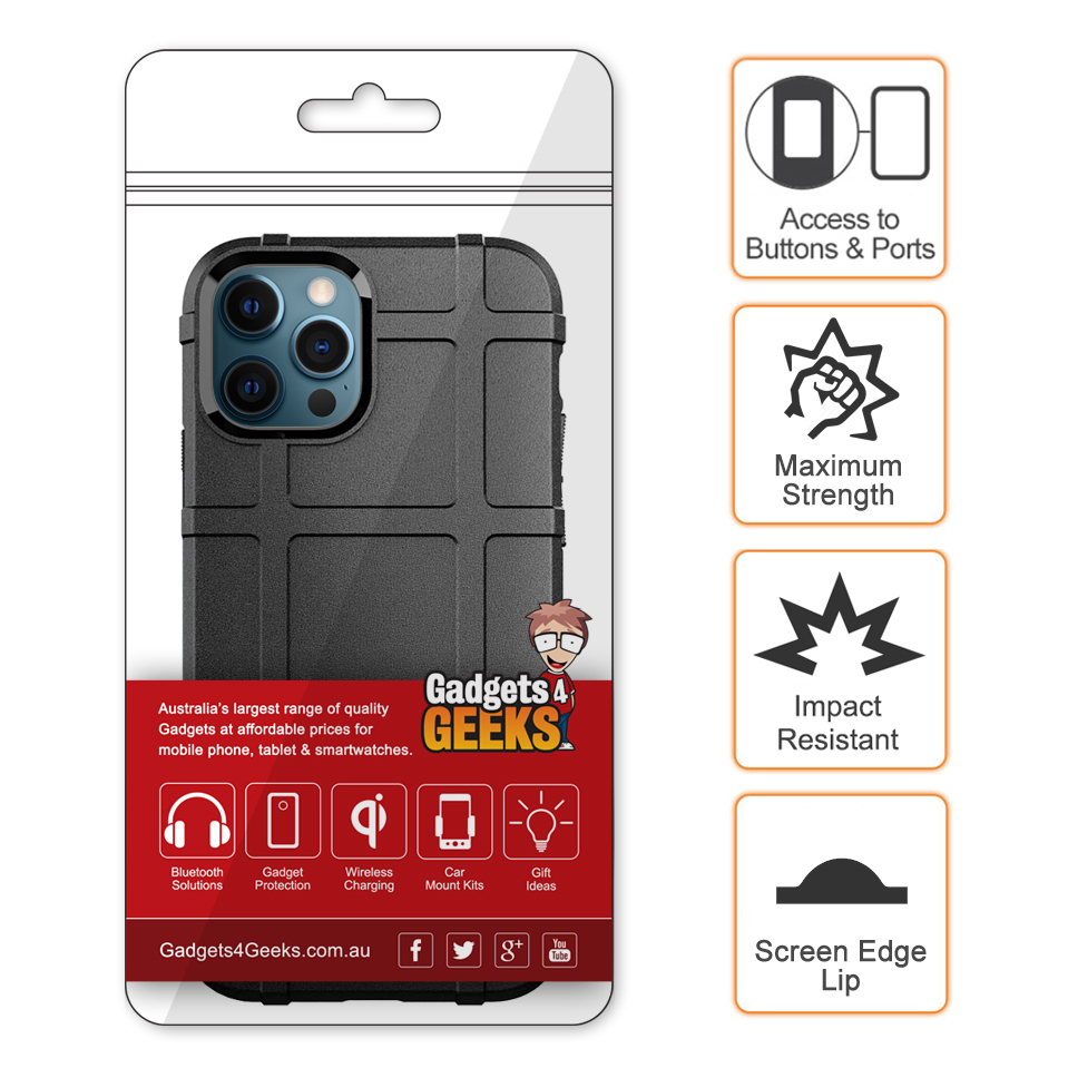Anti-Shock Grid Texture Shockproof Case for Apple iPhone 12 Pro Max - Black