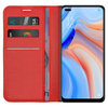 Leather Wallet Case & Card Holder Pouch for Oppo Reno4 5G - Red