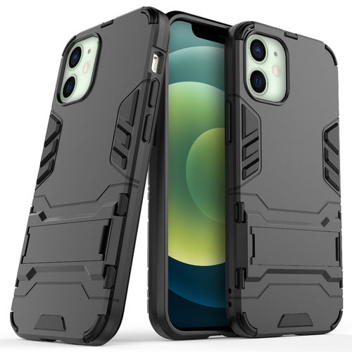 Slim Armour Tough Shockproof Case & Stand for Apple iPhone 12 Mini - Black