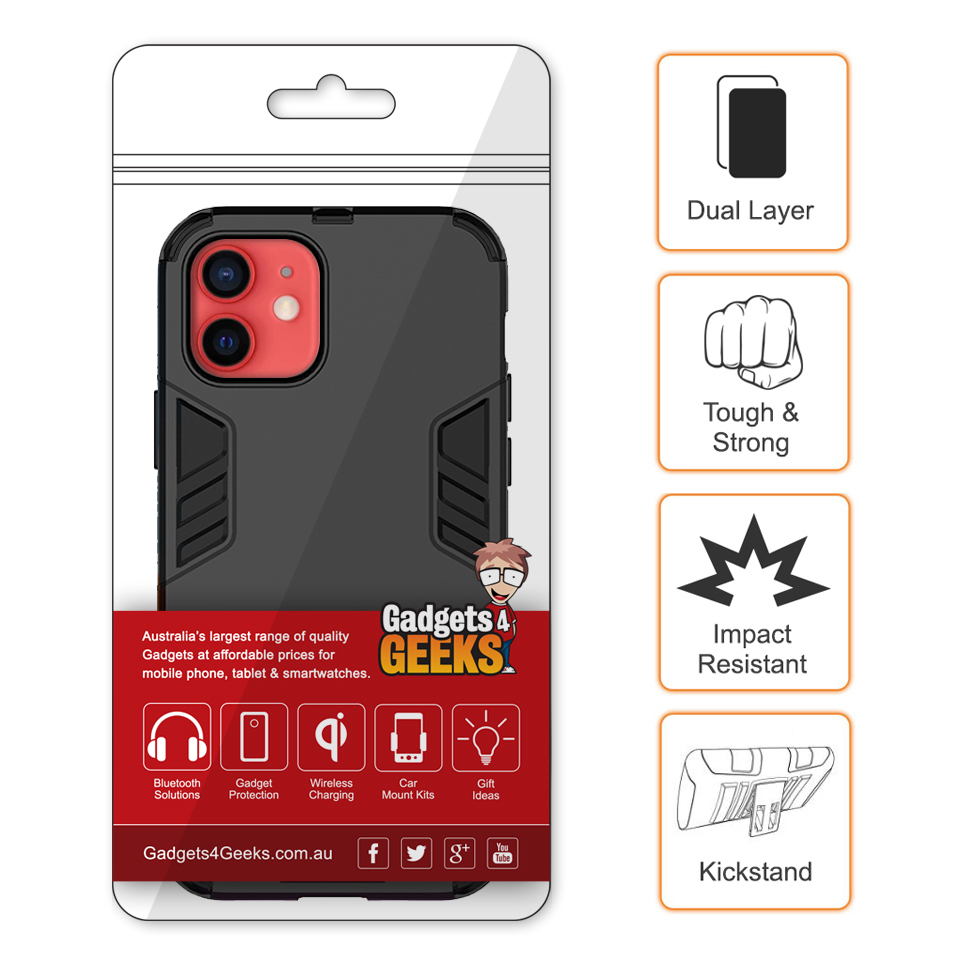 Slim Armour Tough Shockproof Case for Apple iPhone 12 / 12 Pro - Black