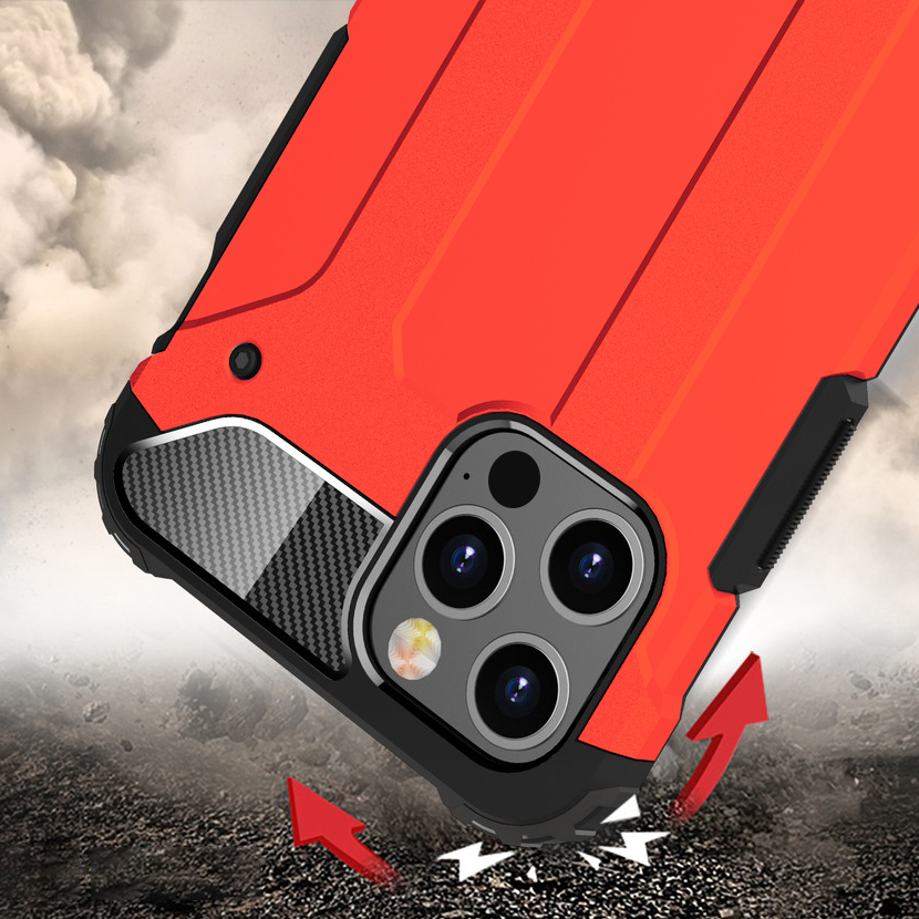 Military Defender Tough Shockproof Case for Apple iPhone 12 / 12 Pro - Red