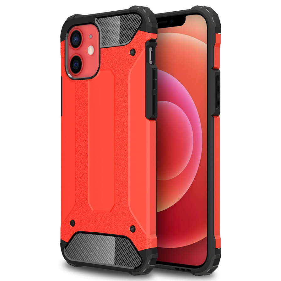 Military Defender Shockproof Case for iPhone 12 / 12 Pro (Red)