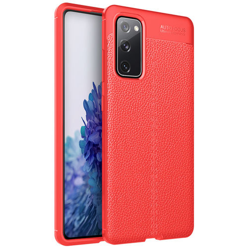 Flexi Slim Litchi Texture Case for Samsung Galaxy S20 FE 5G - Red Stitch