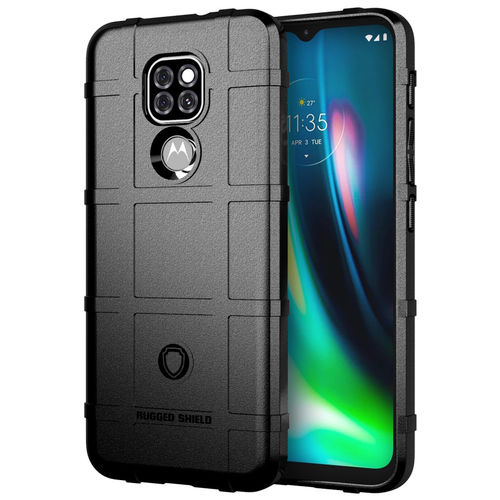 Anti-Shock Grid Texture Tough Case for Motorola Moto G9 Play - Black