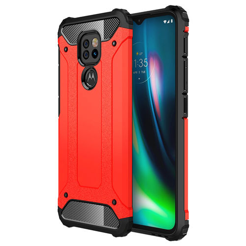 Military Defender Tough Shockproof Case for Motorola Moto G9 Play - Red