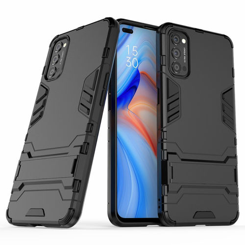 Slim Armour Tough Shockproof Case & Stand for Oppo Reno4 5G - Black