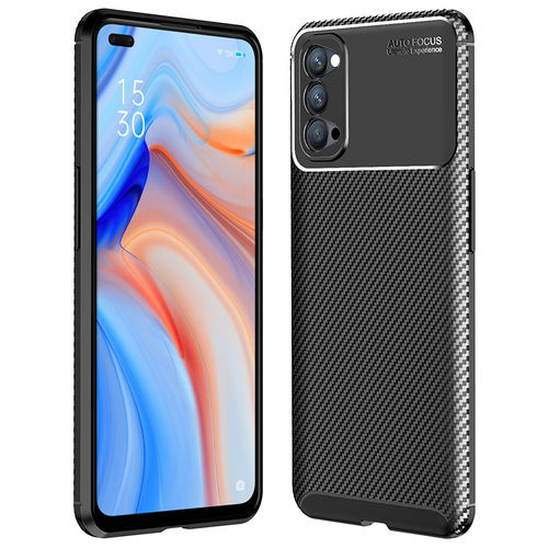 Flexi Slim Carbon Fibre Case for Oppo Reno4 5G - Black (Pattern)