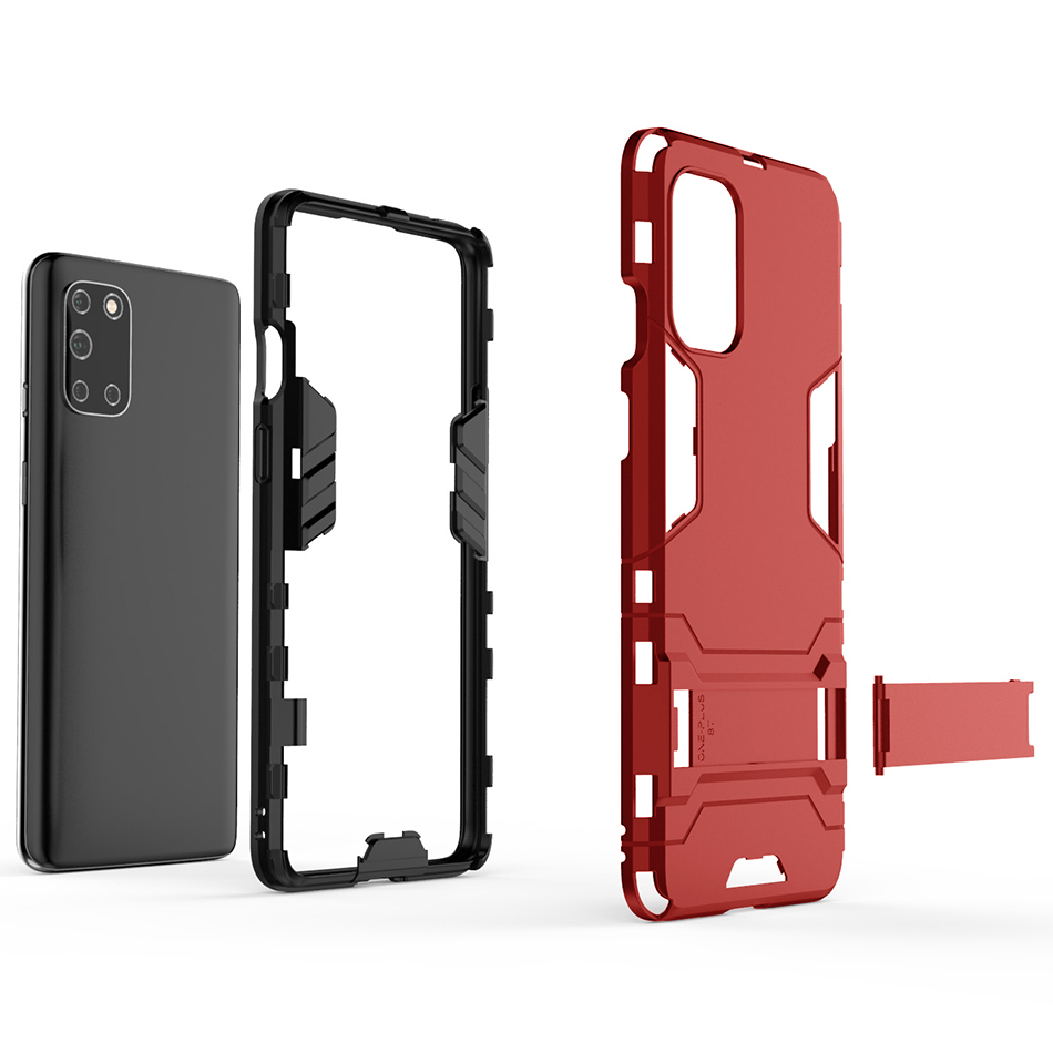 Slim Armour Tough Shockproof Case & Stand for OnePlus 8T - Red