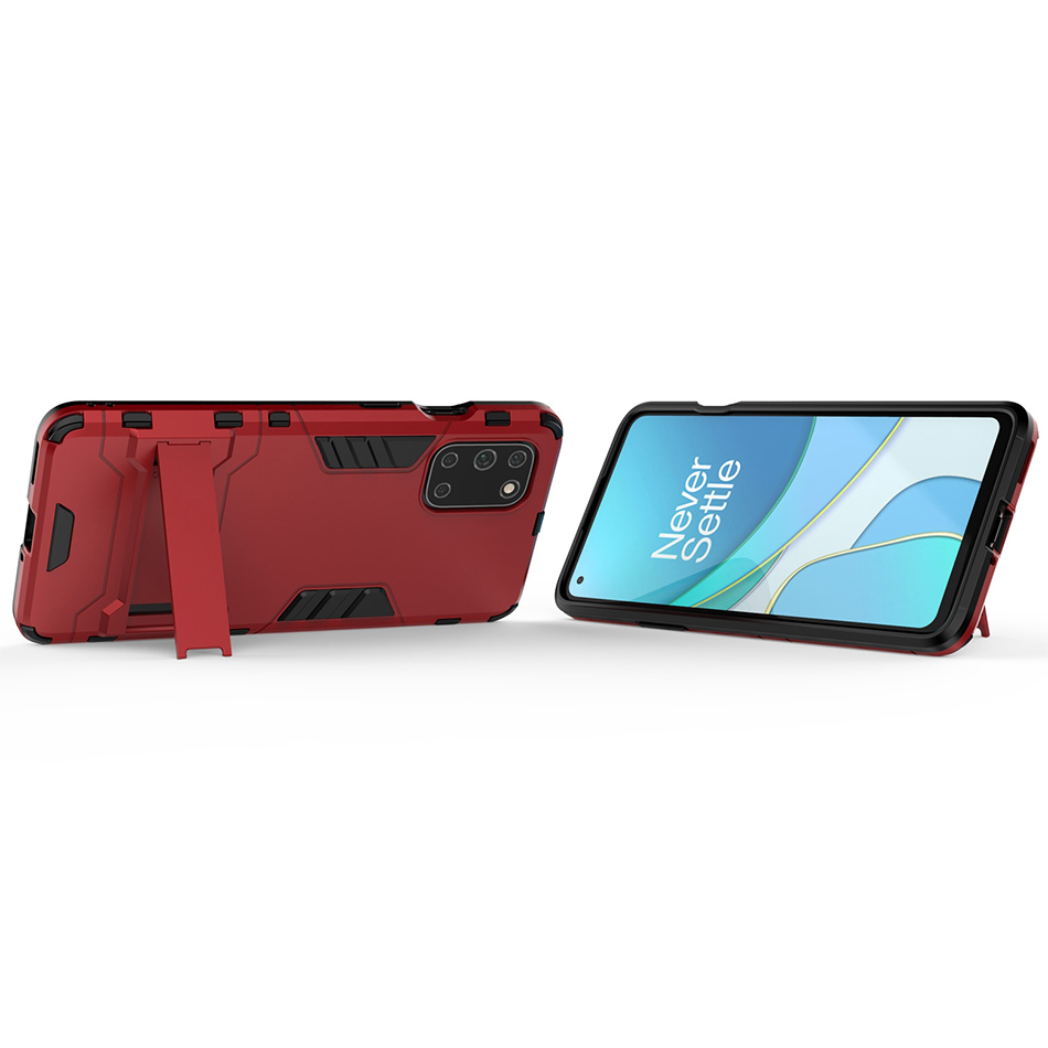 Slim Armour Tough Shockproof Case & Stand for OnePlus 8T - Red